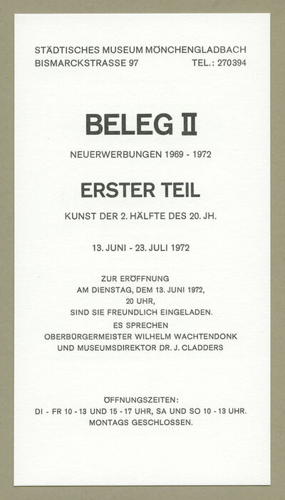 1972 Beleg II Neuerwerbungen 1969 1972 1 Teil klein neu