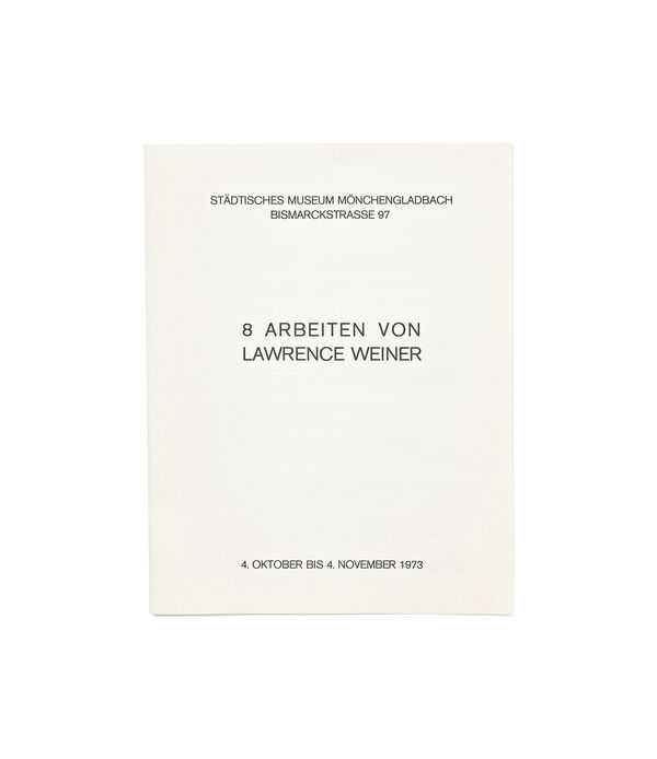 Kassettenkatalog 8 Arbeiten von LAWRENCE WEINER, 1973