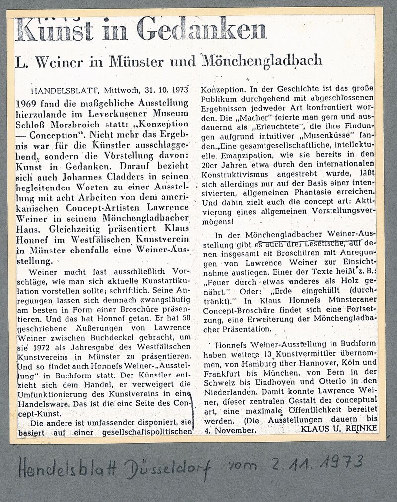 Handelsblatt Düsseldorf, 2.11.1973