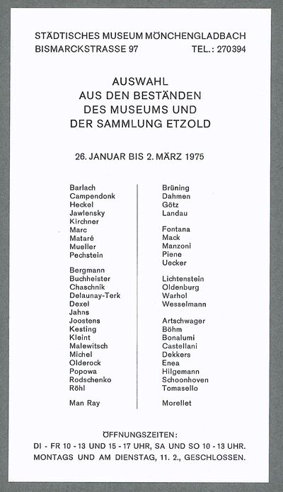 Auswahl aus den Beständen des Museums und der Sammlung Etzold (I)
