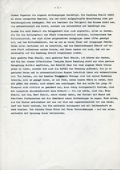 Wilhelm Wachtendonk, Rede zur Übernahme der Sammlung Etzold, S. 3, 1970, Archiv Museum Abteiberg