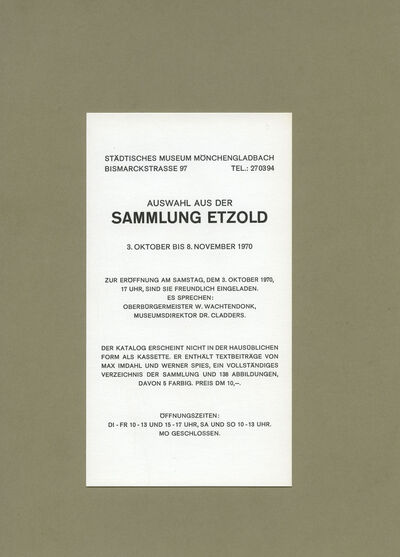 Einladungskarte Auswahl aus der Sammlung Etzold, 1970