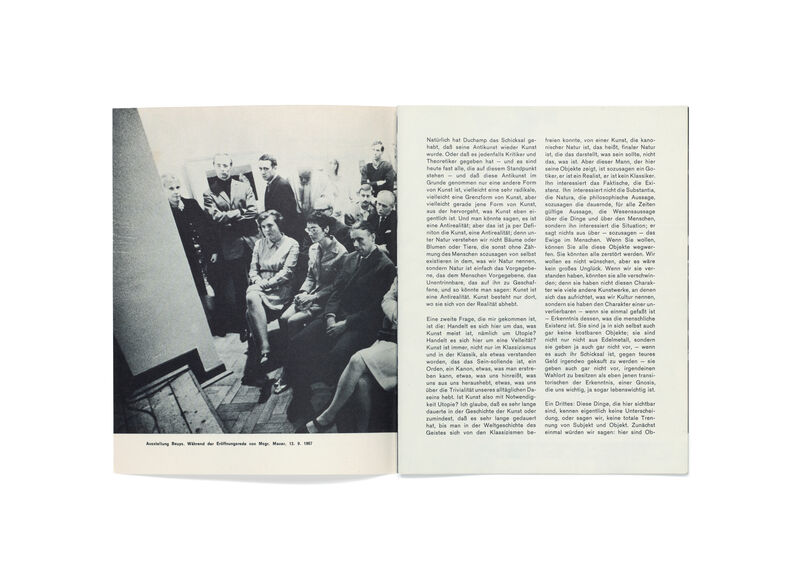 Monsignore Otto Mauer, Einführungsrede zur Ausstellung BEUYS, in: Kassettenkatalog BELEG, 1968