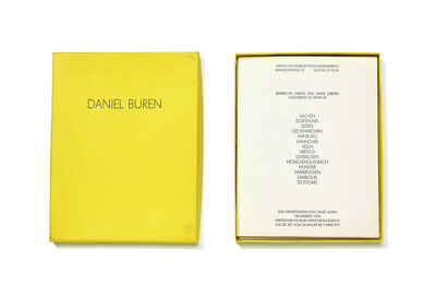 Kassettenkatalog DANIEL BUREN. Senkrechte farbige und weisse Streifen, 1971