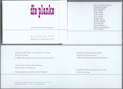 Einladungskarte die planke, 1971