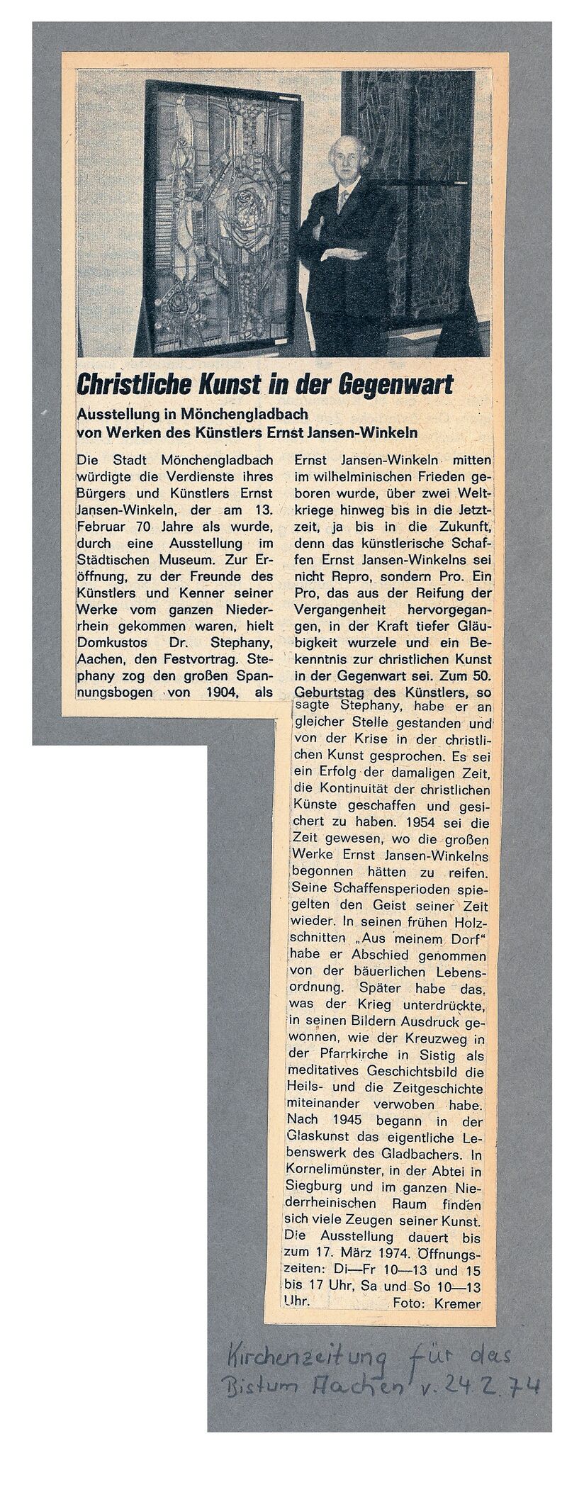 Kirchenzeitung für das Bistum Aachen, 24.2.1974