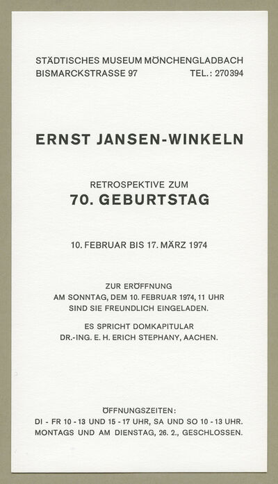 Ernst Jansen-Winkeln, Retrospektive zum 70. Geburtstag
