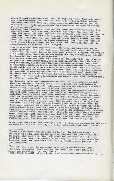 Friedrich Wolfram Heubach, "Zu Happening und Fluxus", in: Beiheft zur Ausstellung happening & fluxus, Kölnischer Kunstverein, Köln 1970, o.S. (S. 5)