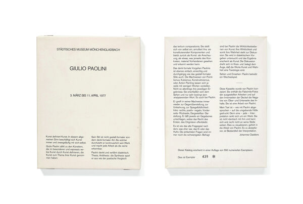 Kassettenkatalog GIULIO PAOLINI, 1977