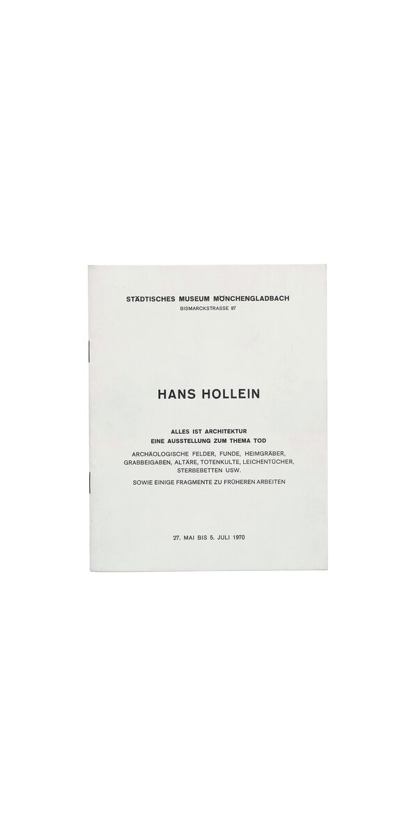 Kassettenkatalog HANS HOLLEIN. Alles ist Architektur, 1970