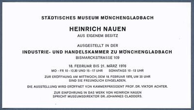 Heinrich Nauen aus eigenem Besitz. Ausgestellt in der Industrie- und Handelskammer Mönchengladbach