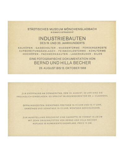 Einladungskarte BECHER (Vorder- und Rückseite), 1968