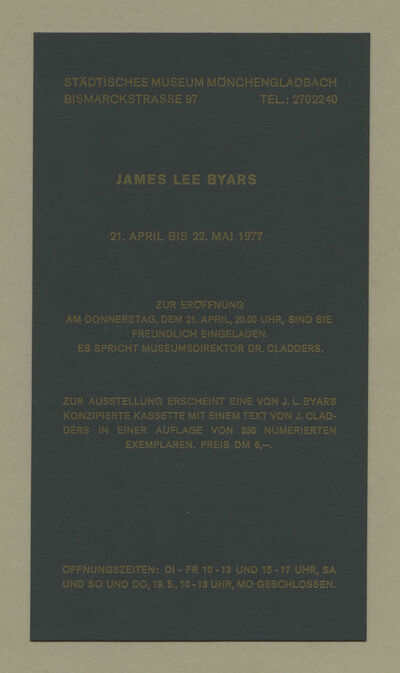 James Lee Byars Einladungskarte (Vorderseite), 1977