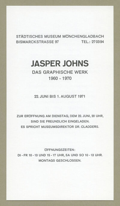 JASPER JOHNS. Das graphische Werk 1960–1970