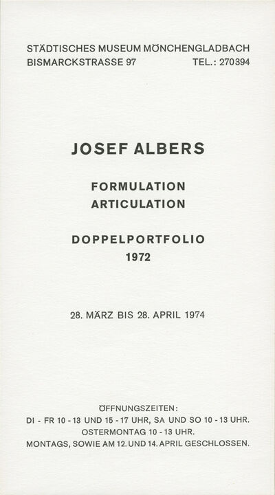 Josef Albers. Formulation: Articulation, Doppelportfolio 1974