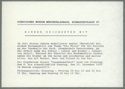 Einladungskarte KINDER ZEICHNETEN MIT [ANATOL], 1970