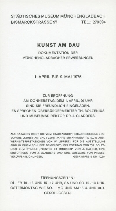 Einladungskarte KUNST AM BAU, 1976