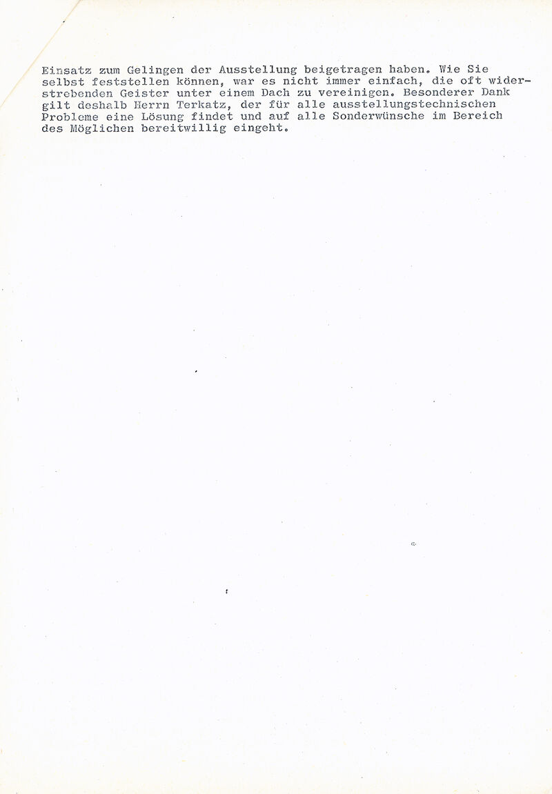 Ernst Weitz, Begrüßung zur Eröffnung der Ausstellung Kunstgemeinschaft die planke und Gäste der planke, 1978, Typoskript, S.2, Archiv MAM