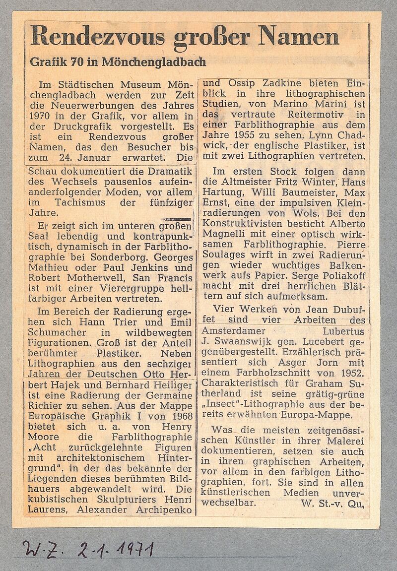 Westdeutsche Zeitung, 2.1.1971