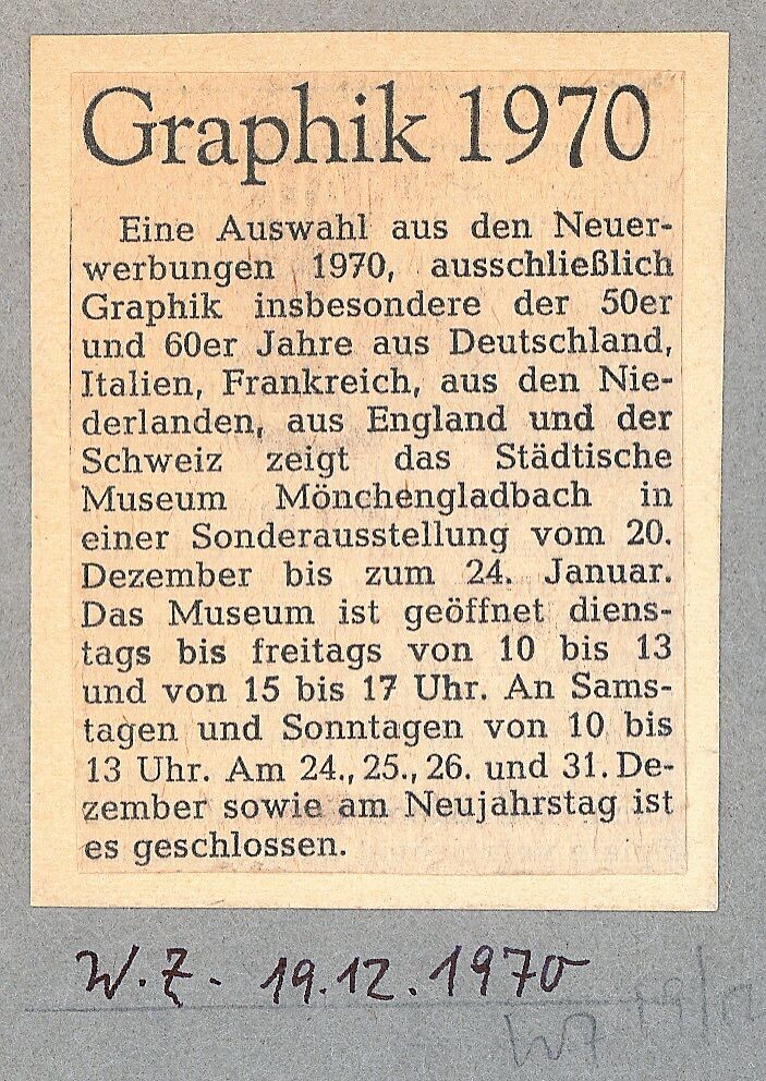 Westdeutsche Zeitung, 19.12.1970
