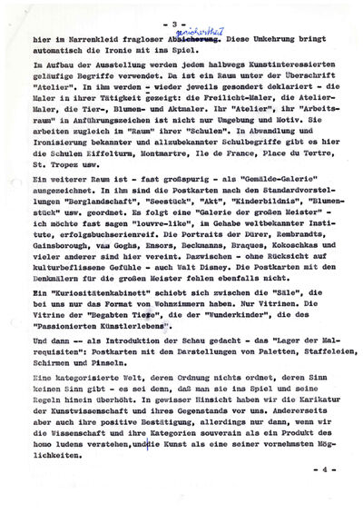 Johannes Cladders, Eröffnungsrede zur Ausstellung, Typoskript, S. 3, Archiv Museum Abteiberg