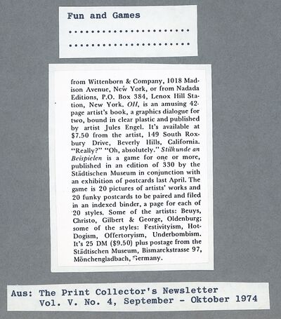 The Print Collector’s Newsletter, No. 4, September – Oktober 1974