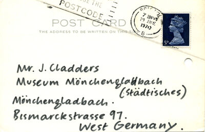 Umschlag Brief von Richard Long an Johannes Cladders, n.d. (Juni 1970), Archiv Museum Abteiberg, © Richard Long