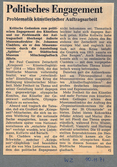 Westdeutsche Zeitung, 10.11.1971