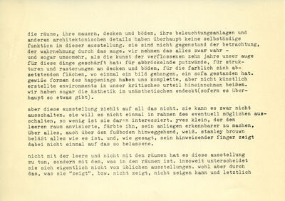 Johannes Cladders, Eröffnungsrede STANLEY BROUWN, Museum Mönchengladbach 1970, S. 2, Archiv Museum Abteiberg