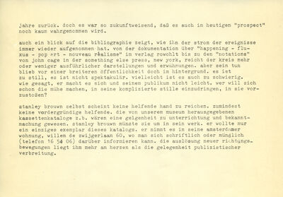 Johannes Cladders, Eröffnungsrede STANLEY BROUWN, Museum Mönchengladbach 1970, S. 9, Archiv Museum Abteiberg