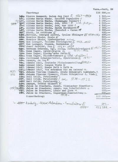 Versicherungsliste, Typoskript, S. 3, Archiv Museum Abteiberg